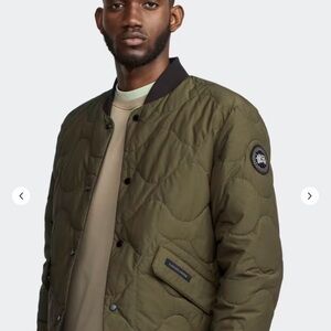 Canada Goose Olive Quilted Bomber with Black Collar